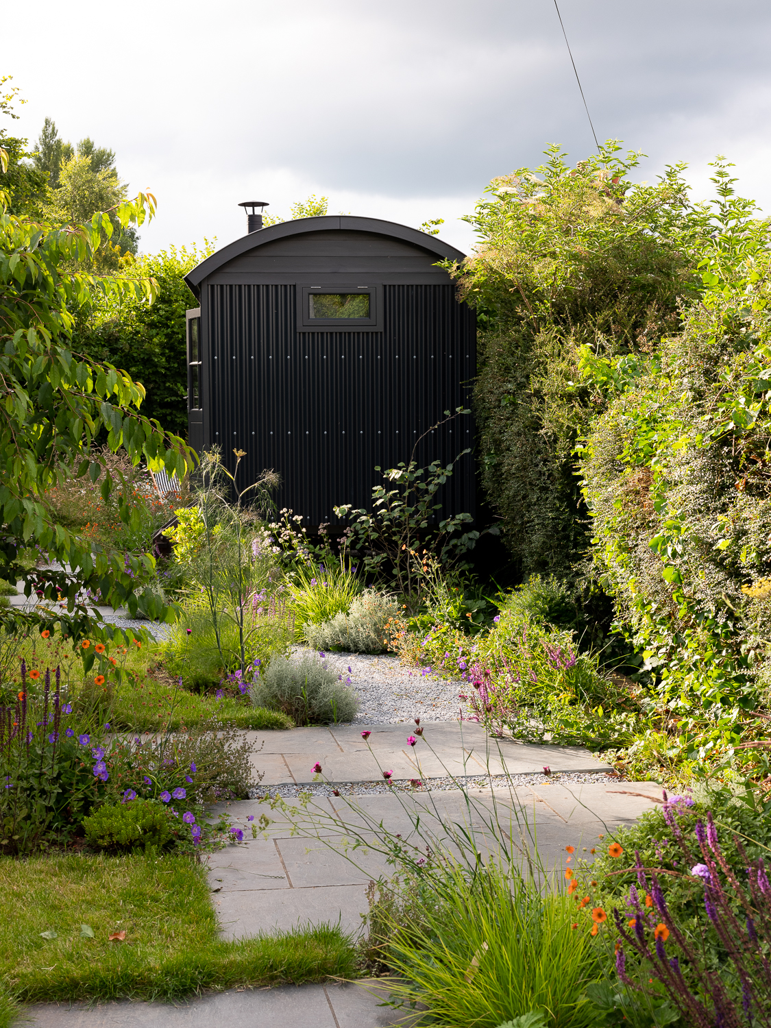 shepherds hut family garden