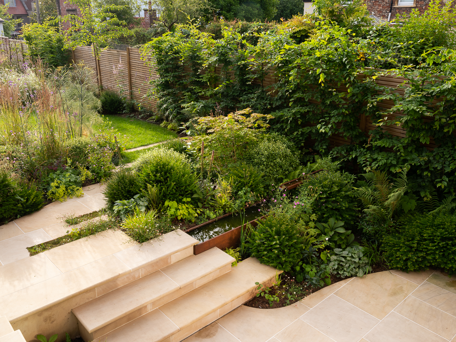 cor-ten steel rill garden